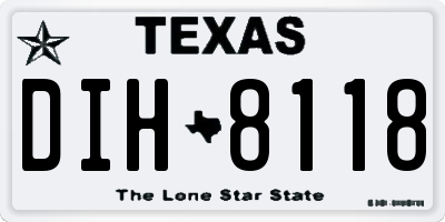 TX license plate DIH8118