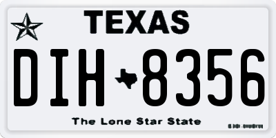 TX license plate DIH8356