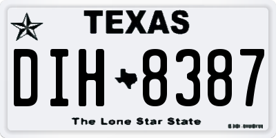 TX license plate DIH8387