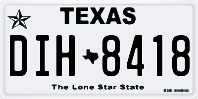 TX license plate DIH8418