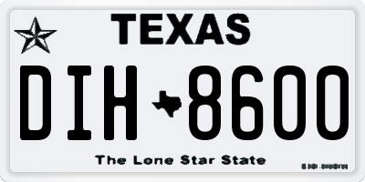 TX license plate DIH8600