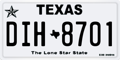 TX license plate DIH8701