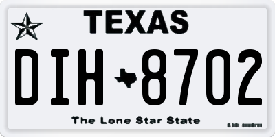TX license plate DIH8702