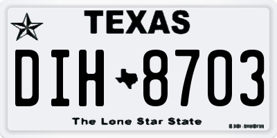 TX license plate DIH8703