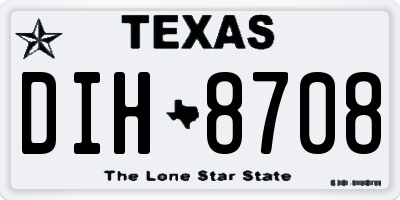 TX license plate DIH8708