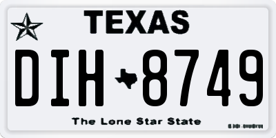 TX license plate DIH8749