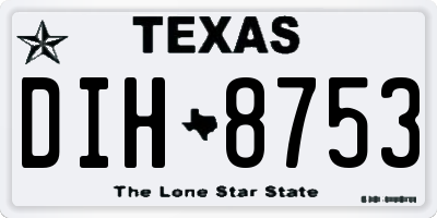 TX license plate DIH8753
