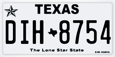 TX license plate DIH8754