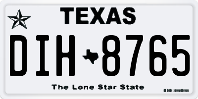 TX license plate DIH8765