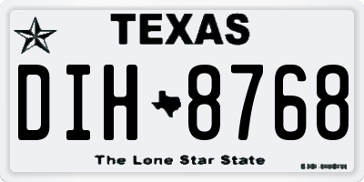 TX license plate DIH8768