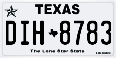 TX license plate DIH8783