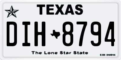 TX license plate DIH8794