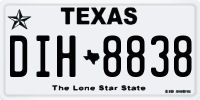 TX license plate DIH8838