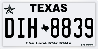TX license plate DIH8839