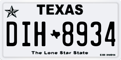 TX license plate DIH8934