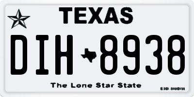 TX license plate DIH8938