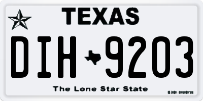 TX license plate DIH9203