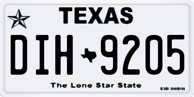 TX license plate DIH9205