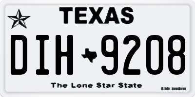 TX license plate DIH9208