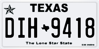 TX license plate DIH9418