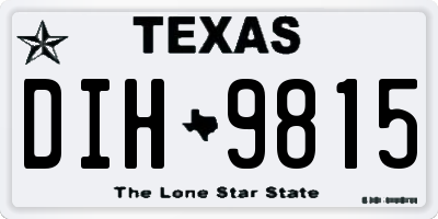 TX license plate DIH9815