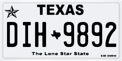 TX license plate DIH9892