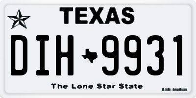 TX license plate DIH9931