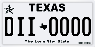 TX license plate DII0000