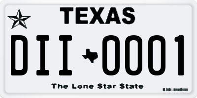 TX license plate DII0001