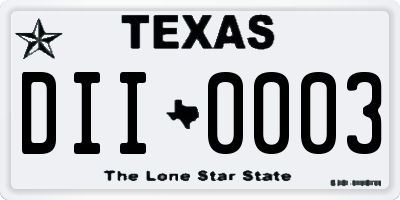 TX license plate DII0003