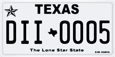 TX license plate DII0005