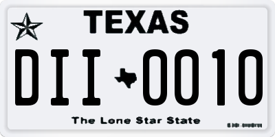 TX license plate DII0010