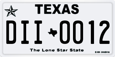 TX license plate DII0012