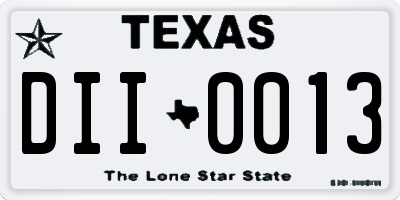 TX license plate DII0013
