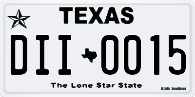 TX license plate DII0015