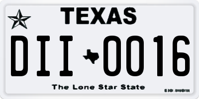 TX license plate DII0016
