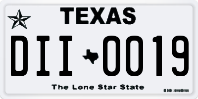 TX license plate DII0019