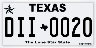 TX license plate DII0020