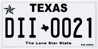 TX license plate DII0021