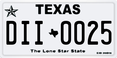 TX license plate DII0025