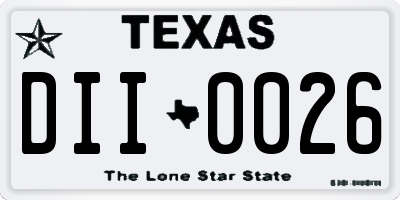 TX license plate DII0026