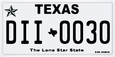 TX license plate DII0030