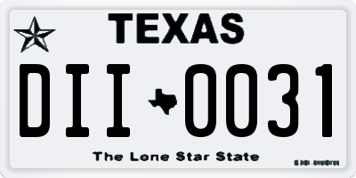 TX license plate DII0031