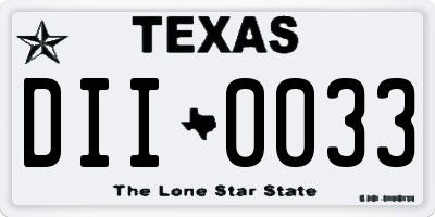 TX license plate DII0033