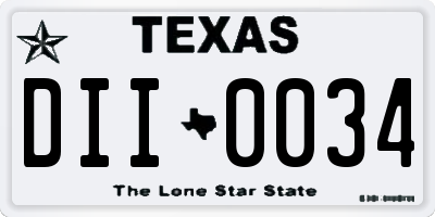 TX license plate DII0034