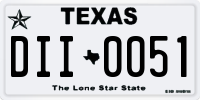 TX license plate DII0051