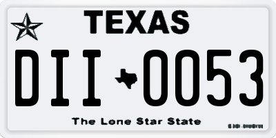 TX license plate DII0053