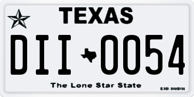 TX license plate DII0054