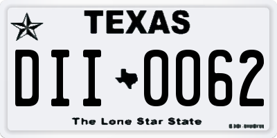 TX license plate DII0062