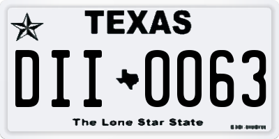 TX license plate DII0063